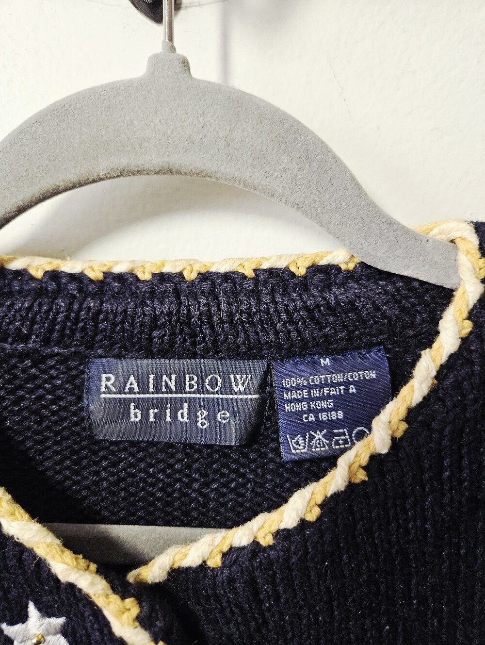 Vintage Rainbow Bridge Christmas Sweater Size M Chapel Doves Winter 100% Cotton - Picture 3 of 3
